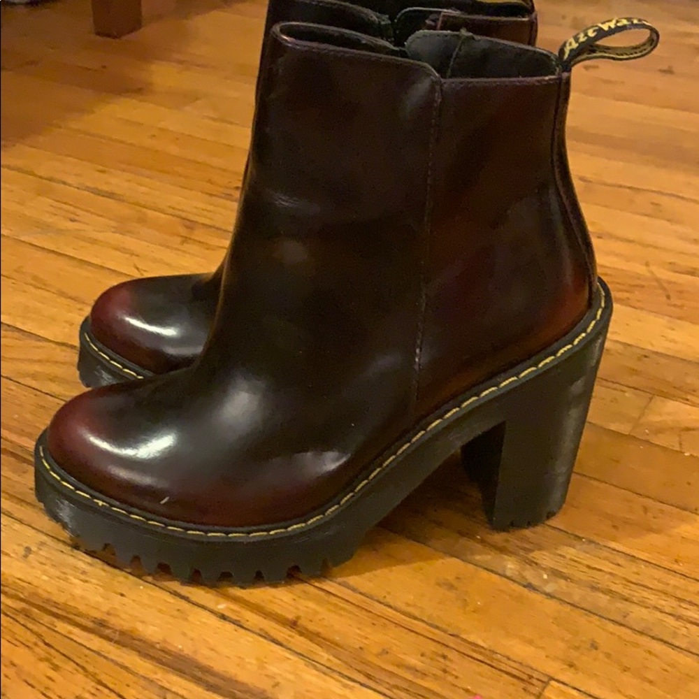 DR. MARTENS CHERRY RED HEELED BOOT